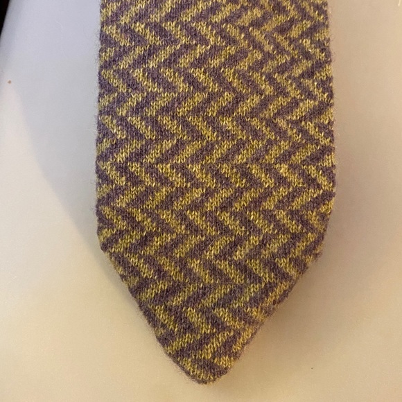 Etro Other - Etro Milano Cashmere Knit Neck Tie Purple Zigzag Herringbone
